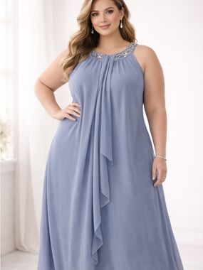 34. SLNY • NWT Blue Sleeveless Dress PTP 20”-26”